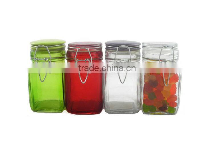 square glass jar locking lid for jerry candy TK13