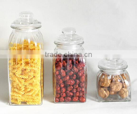 big lucid square airless glass grain jar with lid for storage