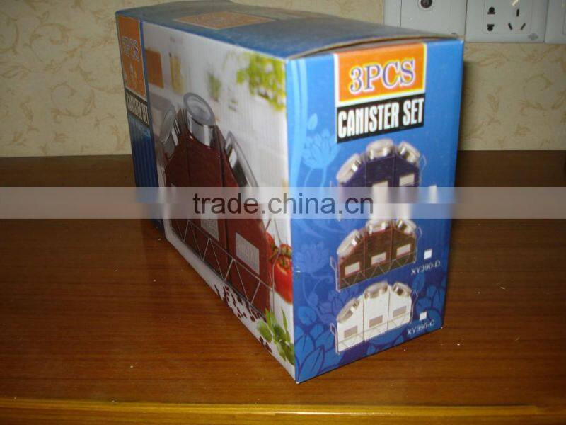 ceramic canister with metal rack