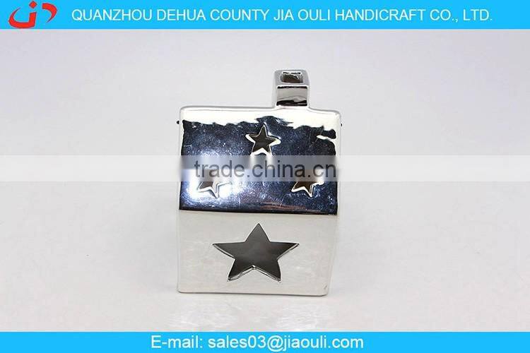 BSCI Certificated factory ceramic plating silver hollowed-out hanging lamp sale