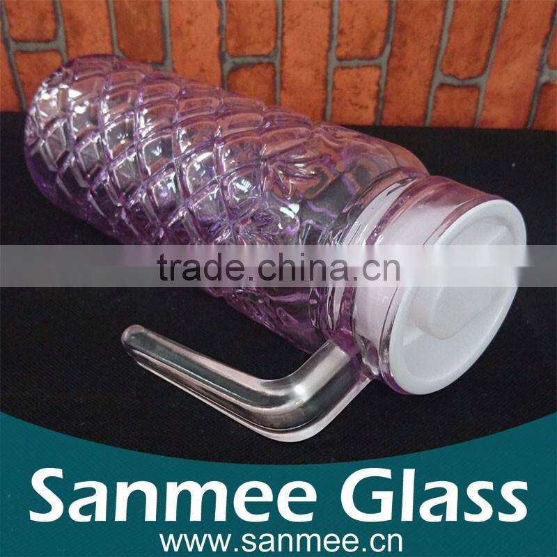 Colored Glass Bottle With Handle Glass Water And Juice Bottle