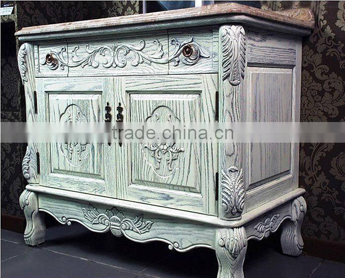 French New Style Bathroom Vanities,White Gloss Mirror Cabinet,Hand Carved Vanity For Bathroom(BF08-4072)