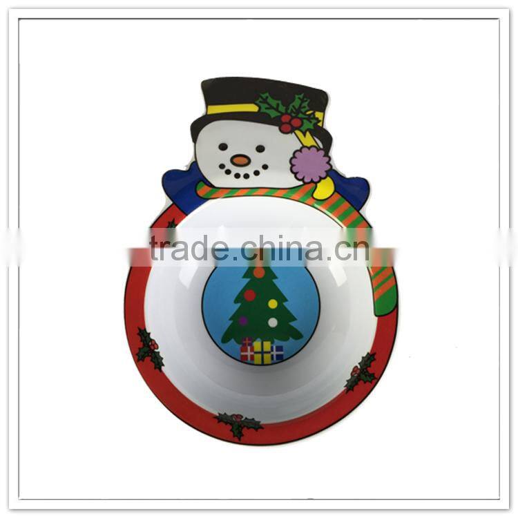 FDA custom size wholesale Christmas design, holiday tableware unbreakable melamine christmas snowman bowl