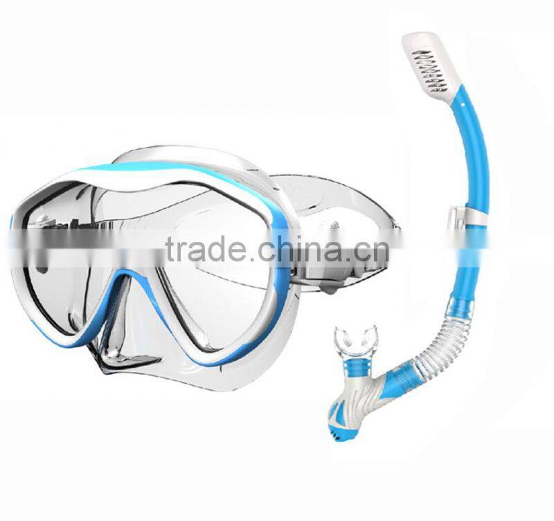 2016 black PU silicone swimming competition snorkel, diving masks and snorkel set(SK-901)