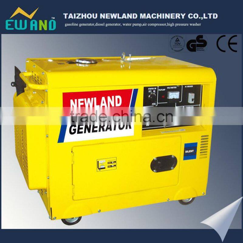 5KW silent diesel generator with 186FA engine,air cooled,small genset for homeuse