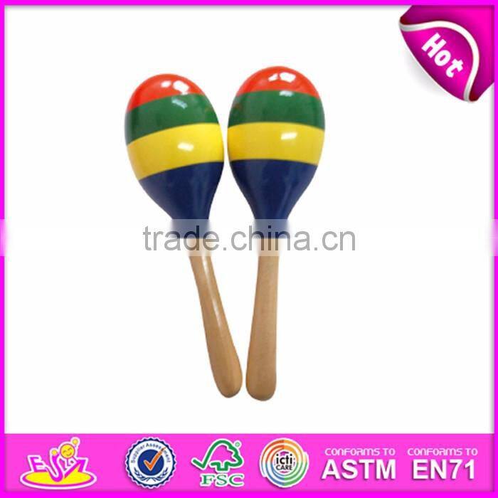 2017 Wholesale educational baby toys wooden musical maracas W07I046