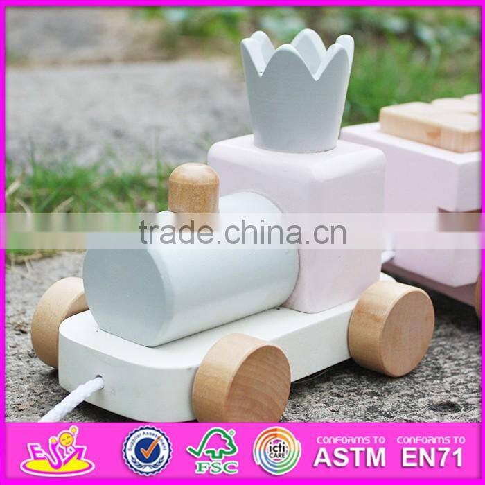 2016 new design wooden train pull toys for toddlers W05C076