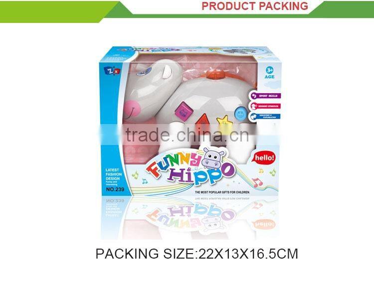Newest battery operated cartoon hippo hand push back car toy