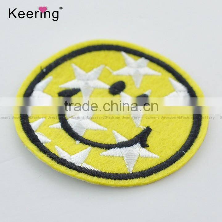 Colorful smiley face embroidery textile patch WEF-025