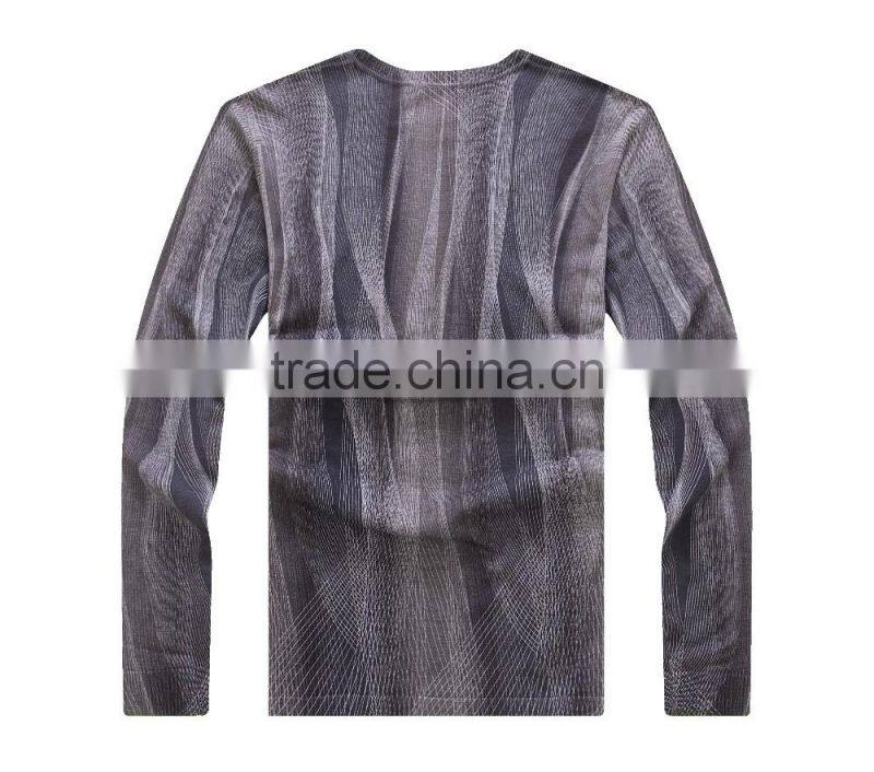 Men round neck printed fabric long sleeve sweater