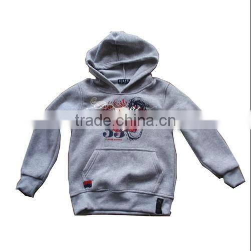 Children's hooded fleece jacket with print on the front, kangaroo pocket in the waistband