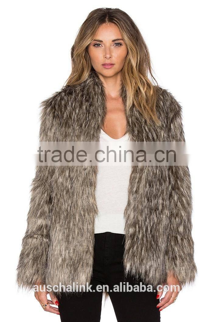 hot sale women cheap fashion pattern faux fur coats made in china