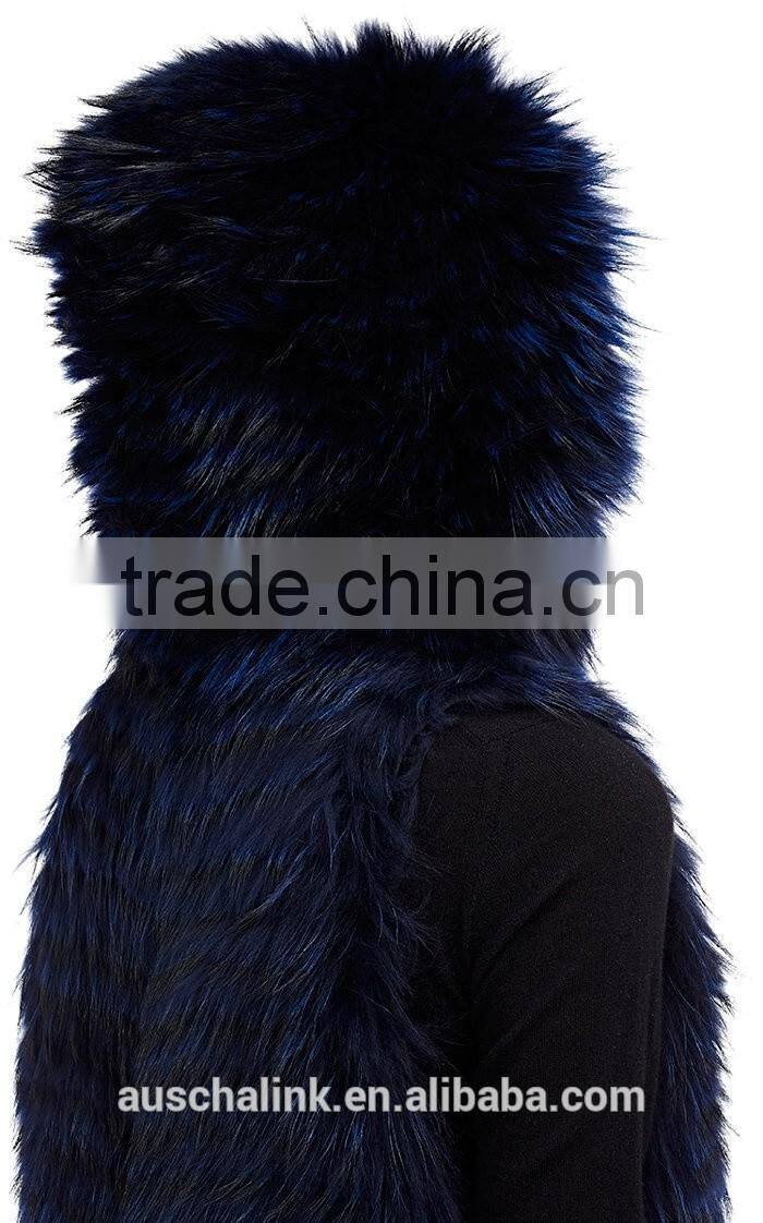 new style fashion women dyed raccoon fur vest customized