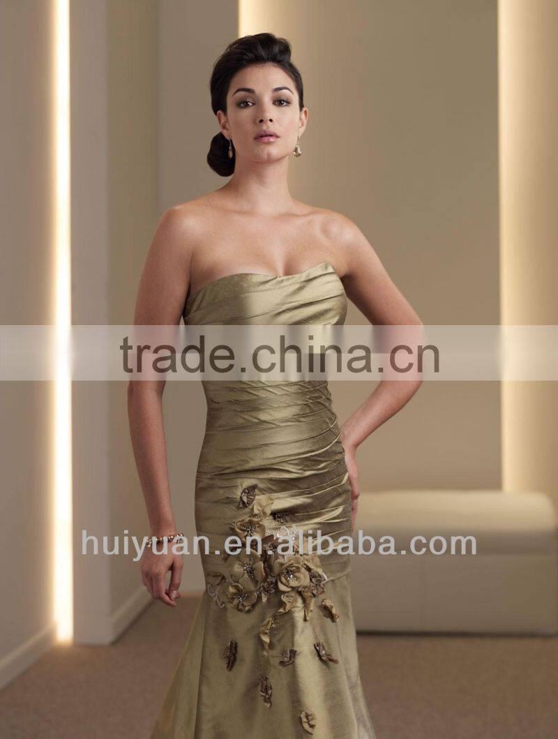 Mermaid Silk Shantung Ruched Bodice Strapless Softly Curved Neckline Mother of the Bride Dress