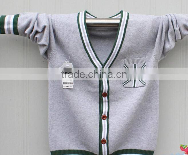 wholesale custom OEM kids plain knitting children baby unisex boys shcool cardigan