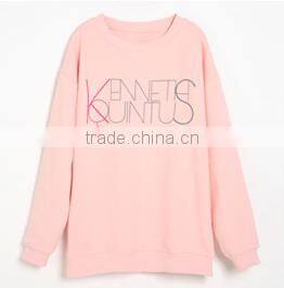 Cheaper customized designs fashionable ladies printed hoodies&sweatshirt CVC60/40 fleece crewneck hoodies&sweatshirt