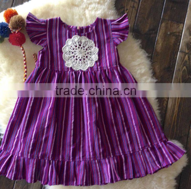 Girls Boho Flutter Sleeve Lace Cotton Dress