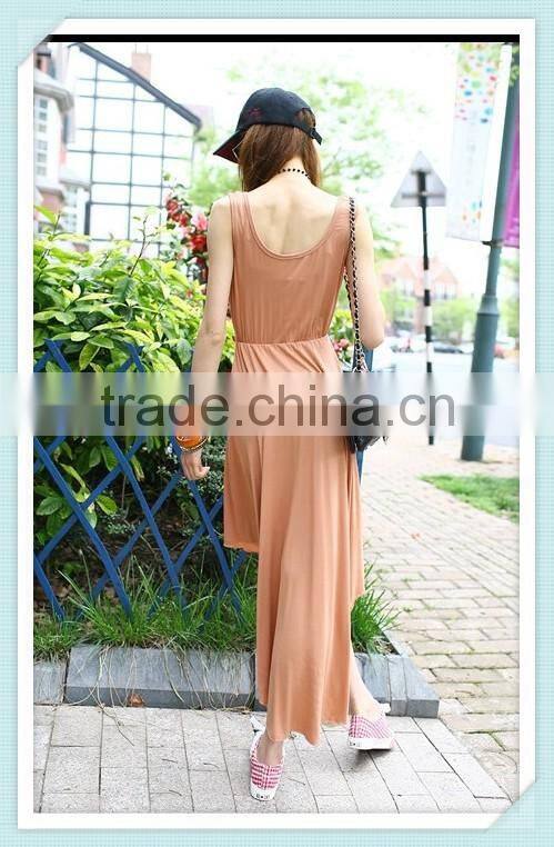 2016 summer Fashion round collar clothing ,sleeveless irregular dresses skirt, Dovetail vest design dress skirt
