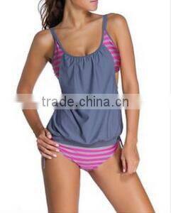 EY0039A Vertical Stripe Print Straps Short Bodysuit for Swimming Wear Sexy Beach Clothes