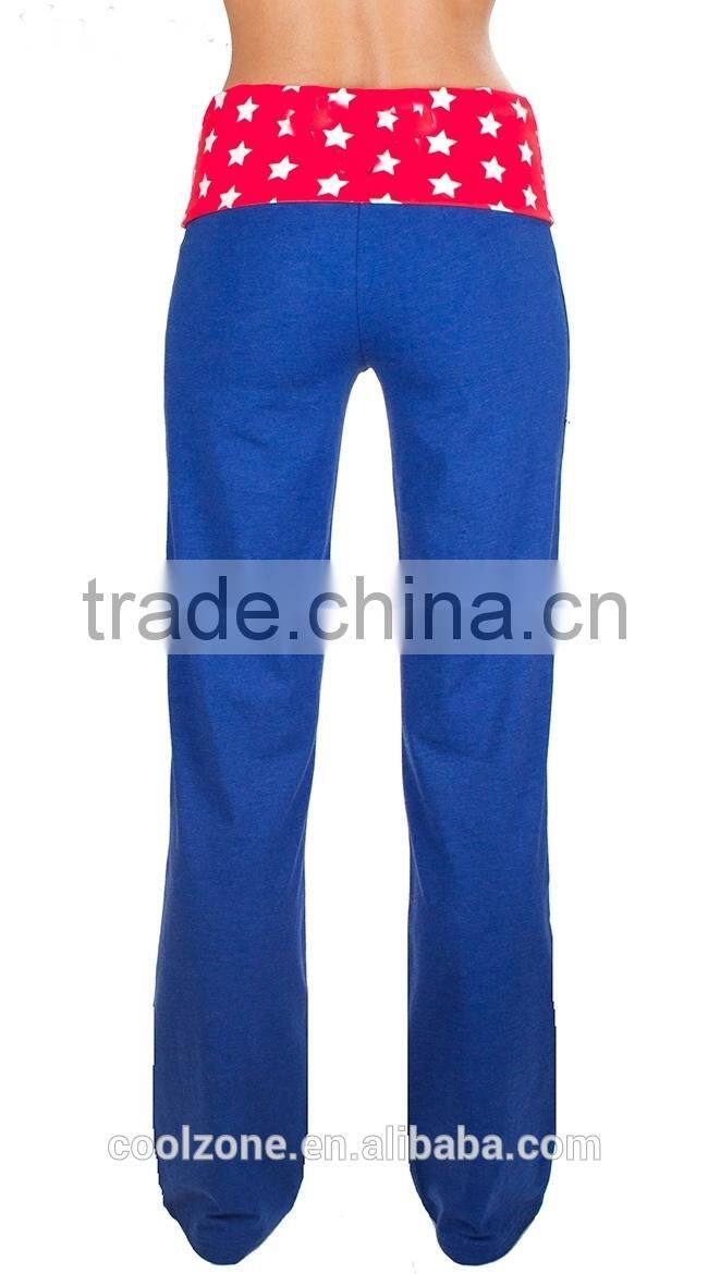 Relax fit elastic band waist yoga pants women fitness pants