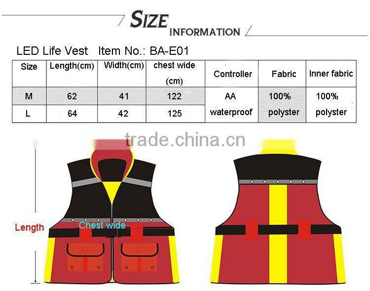 Solas personalized vest wholesale price neoprene led life jacket lights