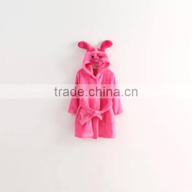 wholesale low price coral fleece printed animal hood kids/children bathrobe