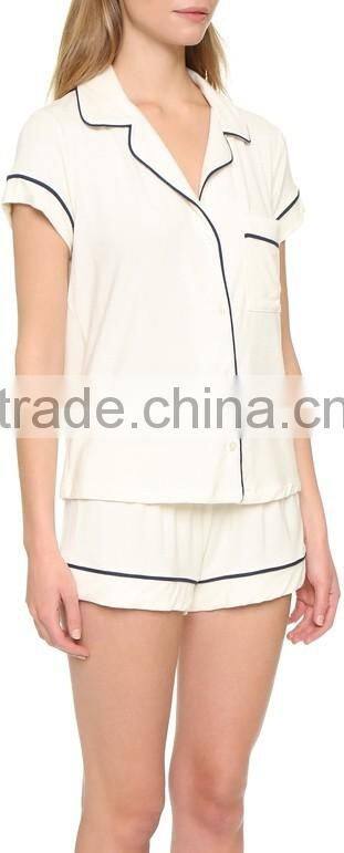 New arrival fashion contrast pajama set wholesale adult women pajamas