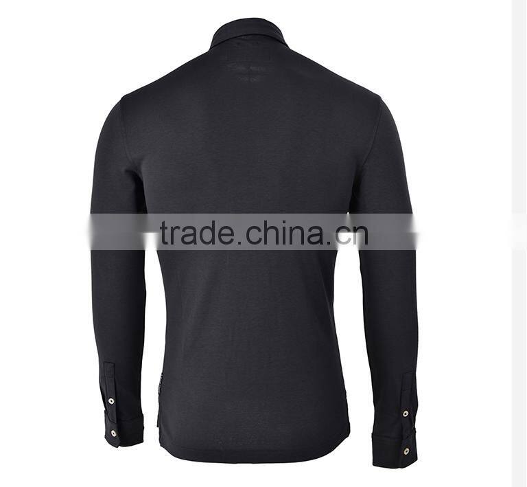 Mens new design wholesale long sleeve polo shirt with pocket