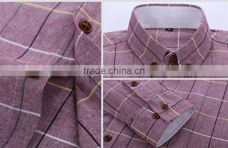 Business casual plaid shirt wash-and-wear cotton of cultivate one's morality men long sleeve shirt male tide