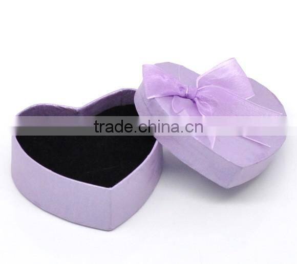 Mauve Heart Shaped Wedding Jewelry Necklaces /Rings Display Gift Paper Box Cases