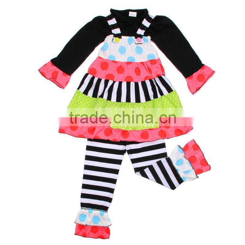 chirden's spring autumn casual ruffled striped pants floral cotton soft two layers legging pants