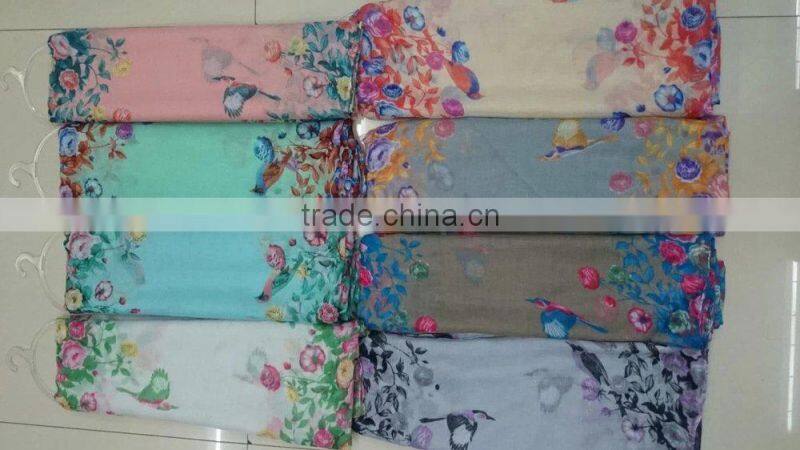 // Animal viscose scarf// big flower printed scarf //