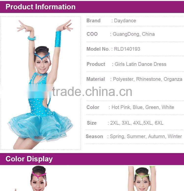 Girls Fancy Dress Costumes Sexy Backless Bling Ballroom Latin Dress For Kids