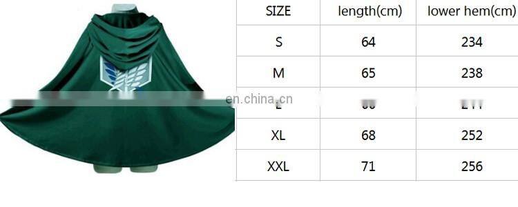 Feitong 2 Model Anime no Kyojin Cape Cosplay Costume Fantasia Attack on Titan Plus Size XXL