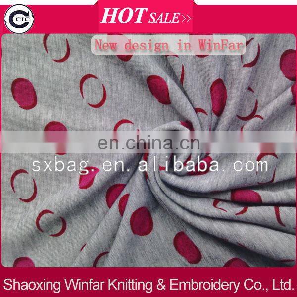 shaoxing winfar melange printed polyester spandex fabric knit single jersey
