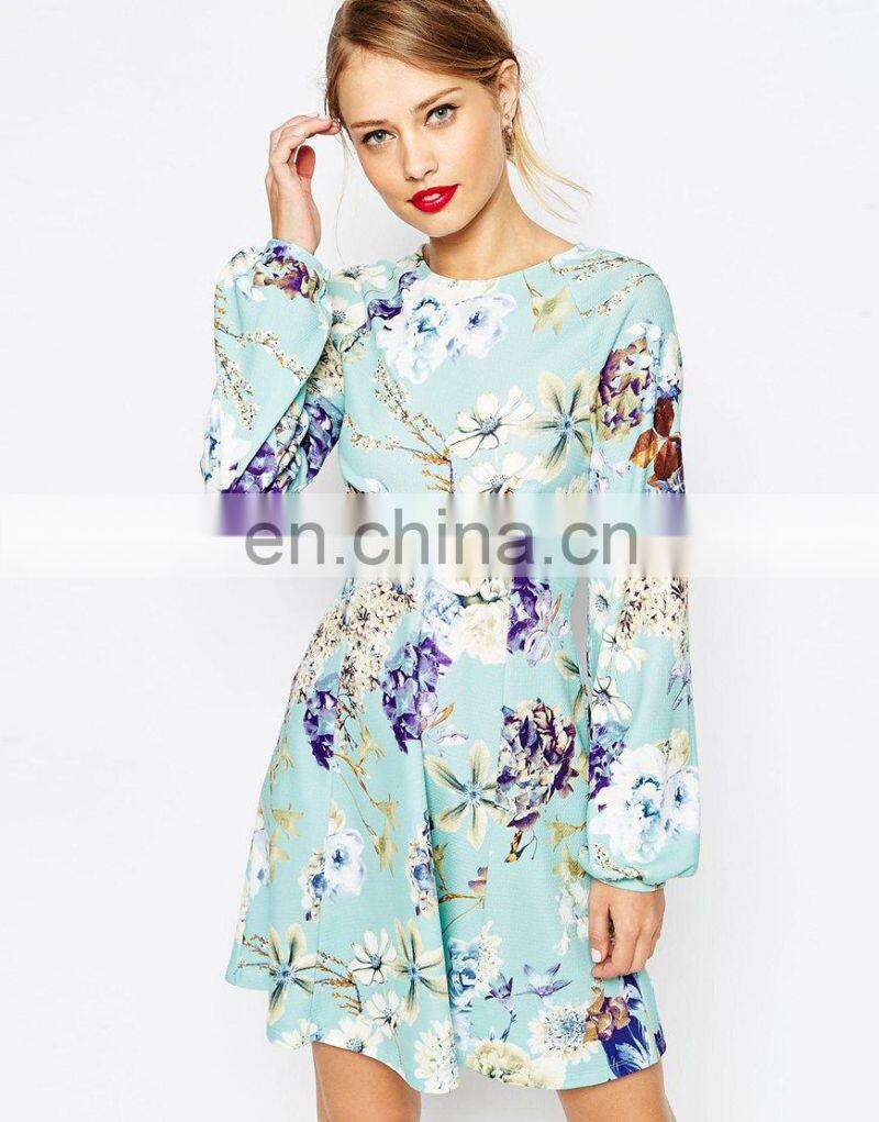 Without dress sexy girls photo women floral printed patterned skater dress