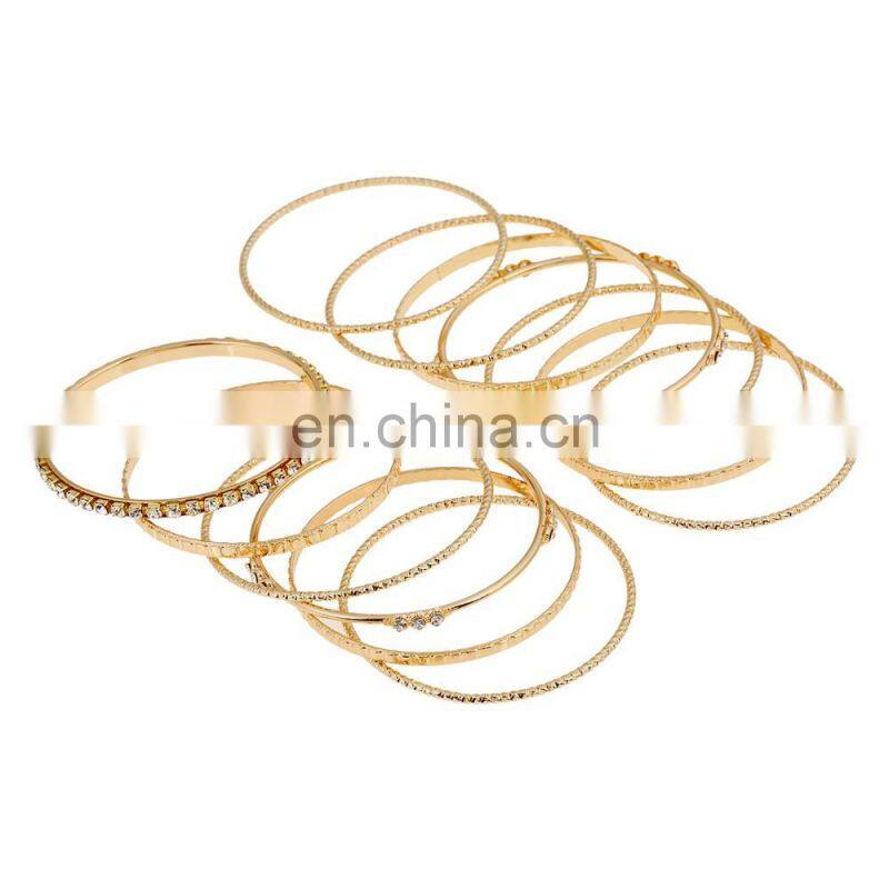 Fashionable Multi layers Golden Plated Elegant Diamond Metal Bangles and Charm Bracelets