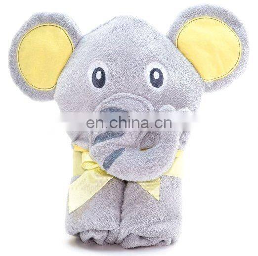 Custom 100% Bamboo Elephant Baby Bath Towel With Hood Beautiful Pink Girl Hooded Elephant Towel