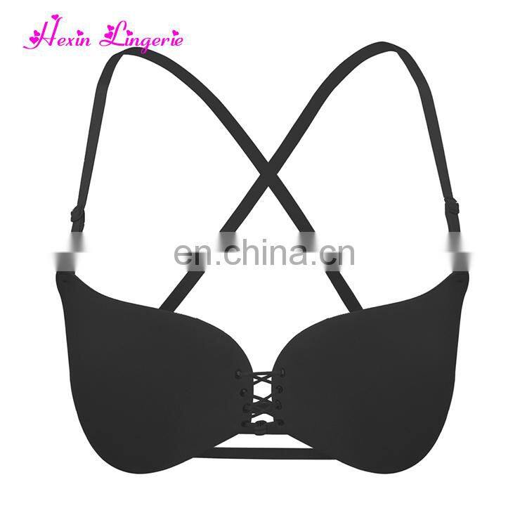 Black Removable Straps Invisible plus size ladies sexy stylish sexy bra