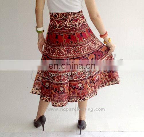 India Art Print style ladies sexy cotton wrap around skirts