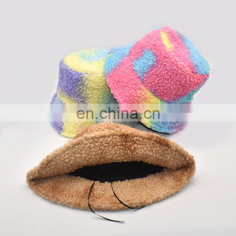 Fall Winter Cow Reversible Hats Female Plush Bucket Hats Leopard zebra design Warm For Women street