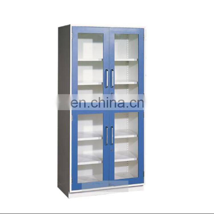 Chemical laboratory steel cabinet with glass door storage cabinet used for Hospital