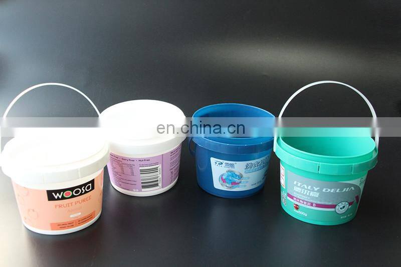 Customized Color 500ml food grade round plastic bucket with lid and handle for salad