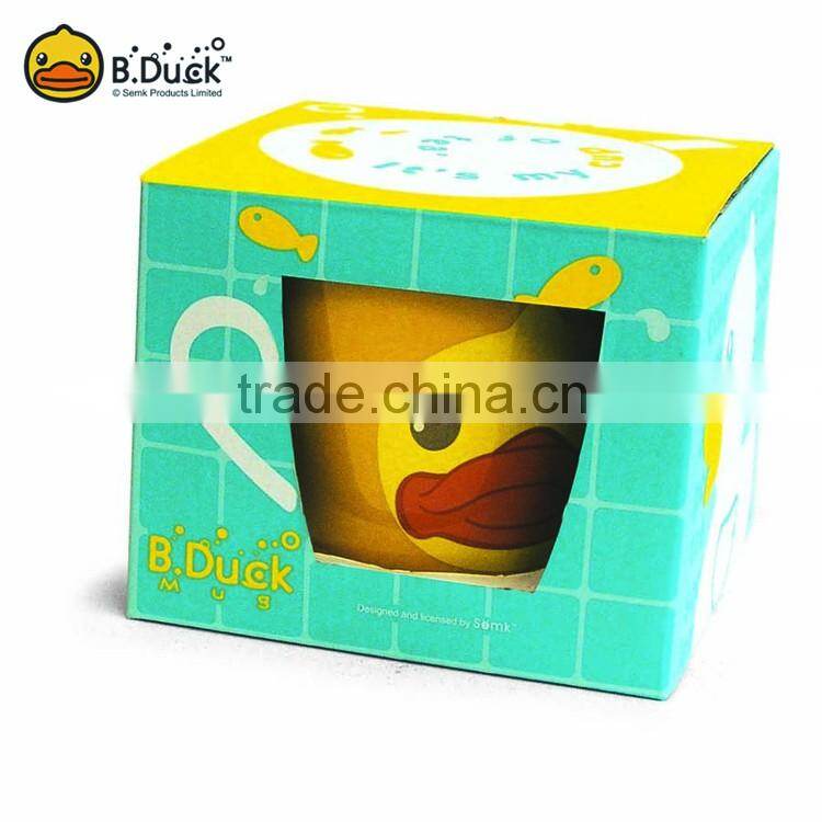 Wholesale cute duck animal design enamel porcelain ceramic material coffee mug
