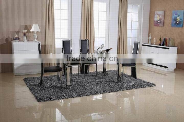 Black wooden base glass dining table for sale
