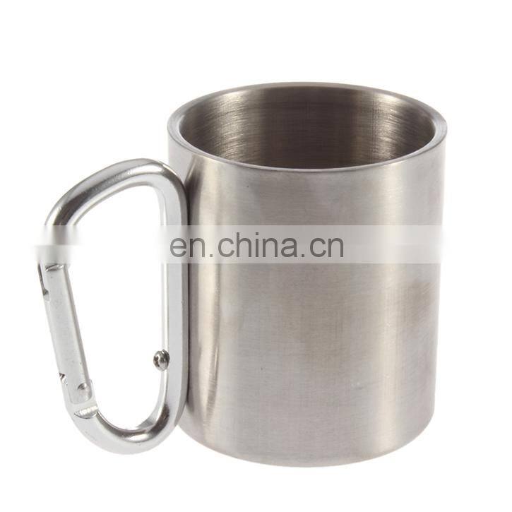 Stainless Steel Coffee Mug Wholesale Gift Cup Carabiner Hook Double Wall Travel Mug