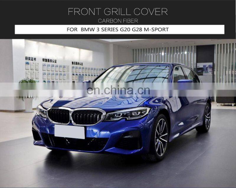 Carbon Fiber G20 Front Mesh Grille Covers for BMW G20 330i M Sport Sedan 2019-2020