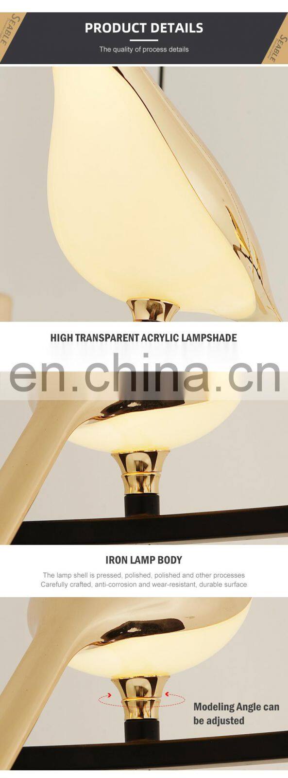 New Design Decoration Indoor Black Gold Aluminum Acrylic Iron Bedroom Modern LED Wall Lamp