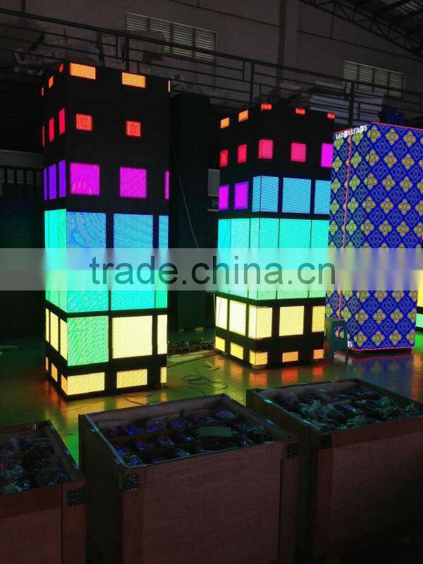 square pillar p10 indoor KTV hotel stage back full color LED square video screen