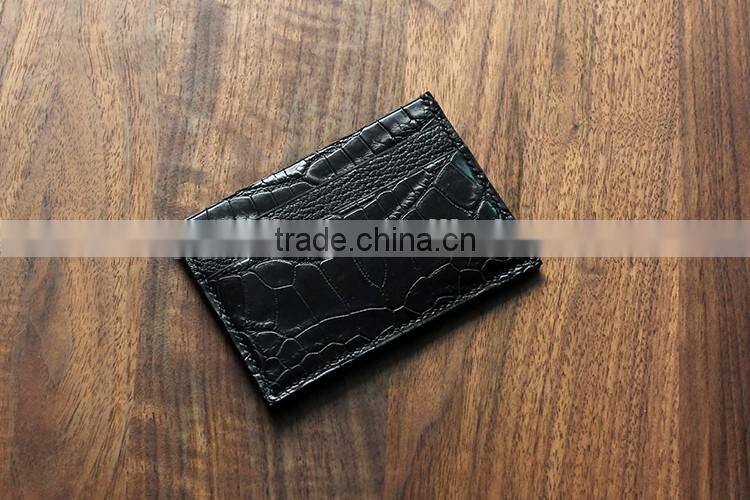 High Quality Wholesale Handmade Black Color Genuine Real Crocodile Alligator Skin Leather Credit Card Holder Purse Pocket Wallet